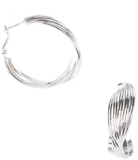 Dillard's Multi Wire Twisted Clutchless Hoop Earrings