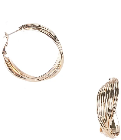 Dillard's Multi Wire Twisted Clutchless Hoop Earrings
