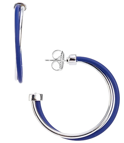 Dillard's Navy & Polished Wire Hoop Earrings