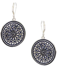 Dillard's Navy Floral Mandala Round Drop Earrings
