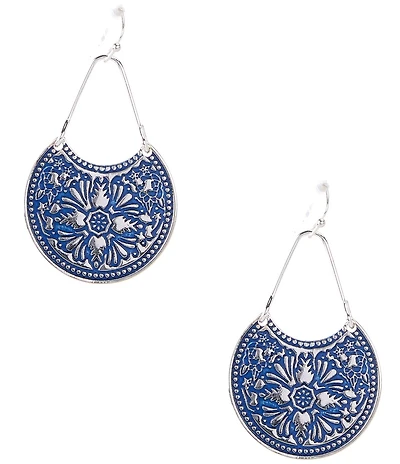 Dillard's Navy Multi Texture Metal Drop Earrings