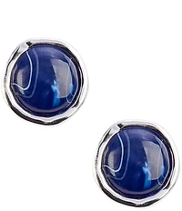 Dillard's Navy Resin Cab Organic Round Metal Clip Stud Earrings