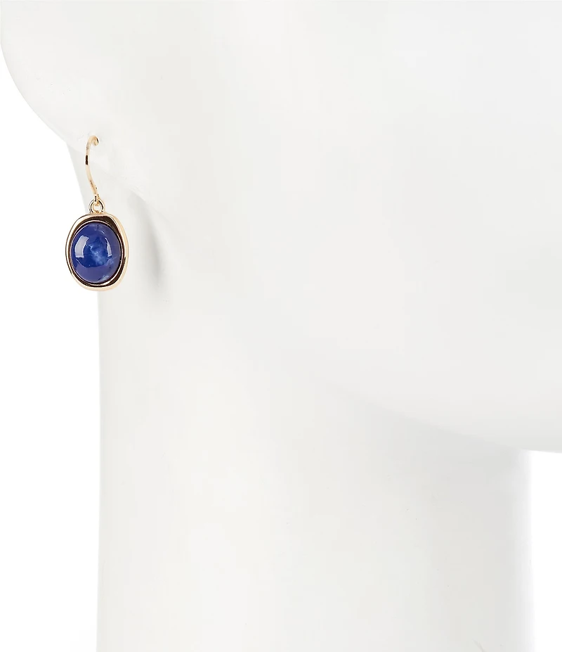 Dillard's Navy Swirl Oval Cab Organic Metal Drop Earrings