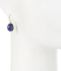 Dillard's Navy Swirl Oval Cab Organic Metal Drop Earrings