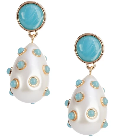 Dillard's Round Stud Dotted Teardrop Earrings