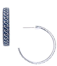 Dillard's Navy Swirl Textured Dot Edge Hoop Earrings