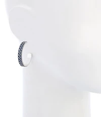 Dillard's Navy Swirl Textured Dot Edge Hoop Earrings