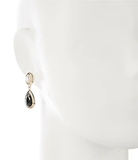 Dillard's Oval Pearl & Jet Stone Drop Earrings