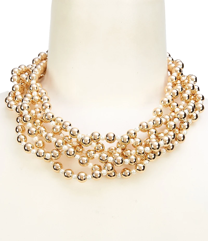 Dillard's Pearl & Bead Twisted Five Row Statement Necklace
