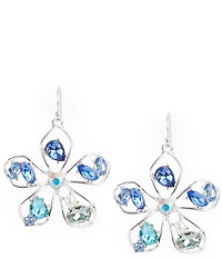 Dillard's Pearl & Multi Blue Stone Flower Drop Earrings