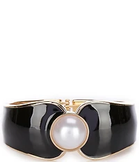 Dillard's Pearl Cab Jet Enamel Hinge Bangle Bracelet
