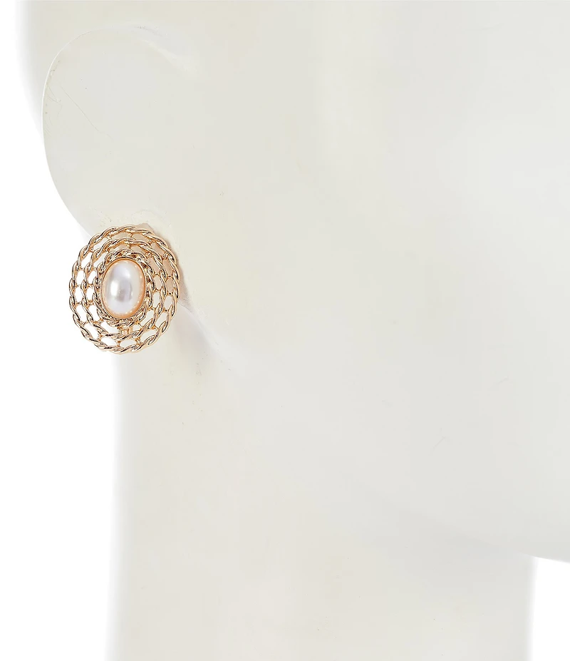 Dillard's Pearl Cab Twisted Open Oval Metal Clip Drop Earrings