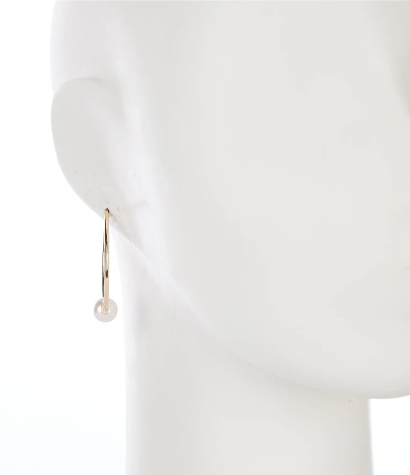 Dillard's Pearl Center Large Round Wire Hoop Earrings