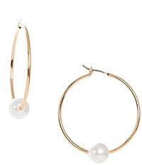 Dillard's Pearl Center Large Round Wire Hoop Earrings