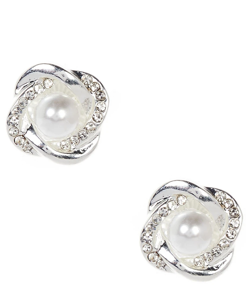 Dillard's Pearl Crystal Pave Love Knot Stud Earrings