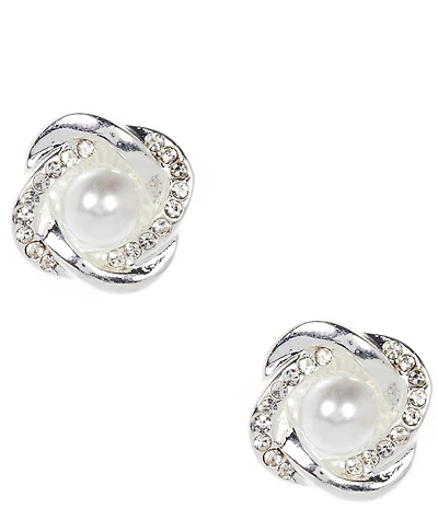 Dillard's Pearl Crystal Pave Love Knot Stud Earrings
