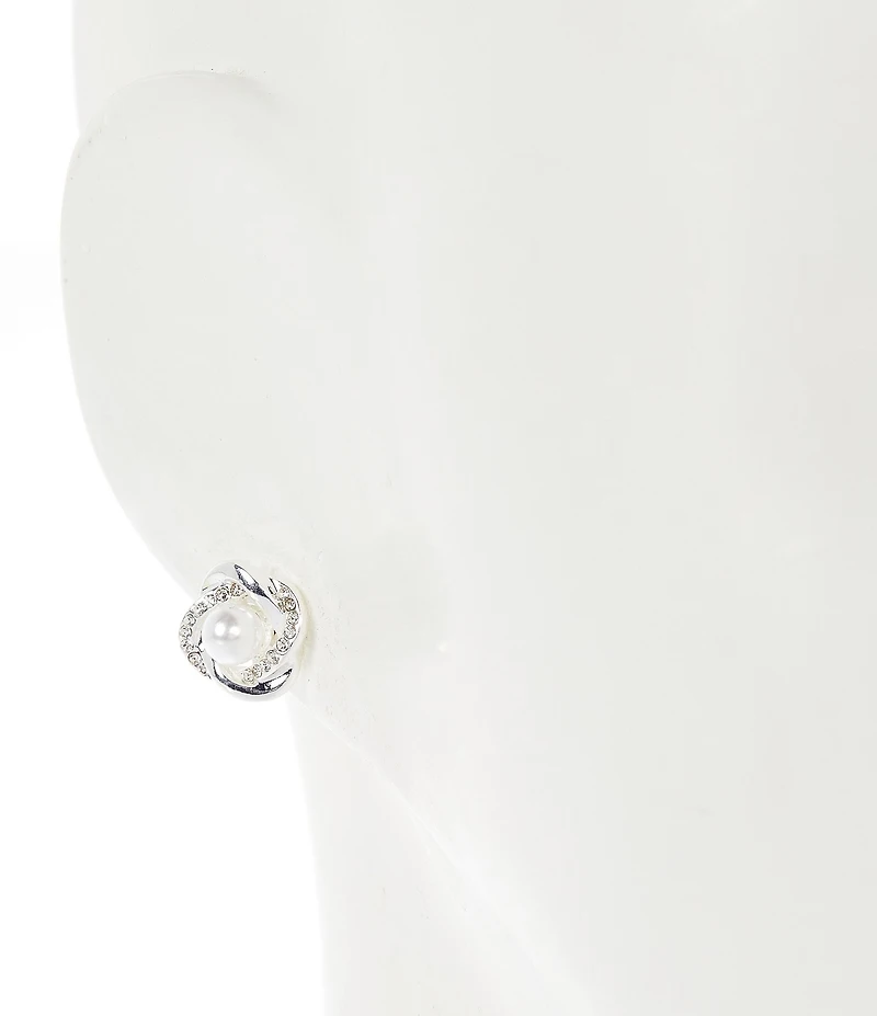 Dillard's Pearl Crystal Pave Love Knot Stud Earrings
