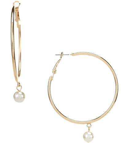 Dillard's Pearl Drop Hoop Earrings