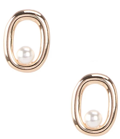Dillard's Pearl Polished Metal Oval Drop Earrings