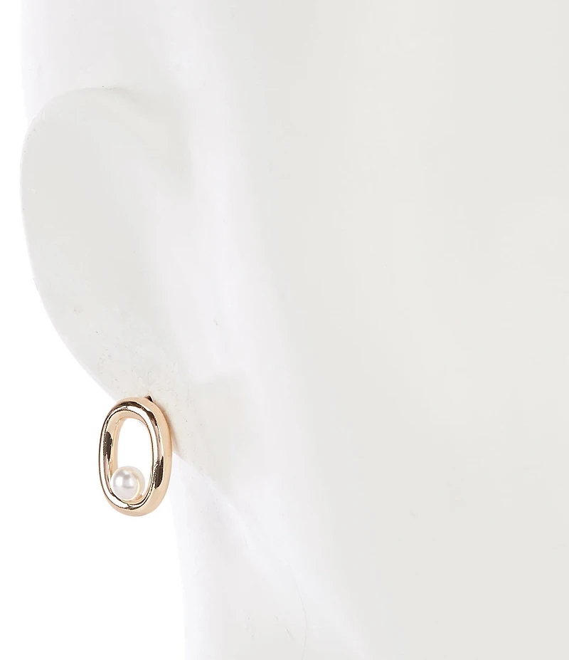 Dillard's Pearl Polished Metal Oval Orbital Earrings