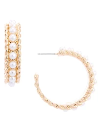 Dillard's Pearl Rope Textured Edge Hoop Earrings