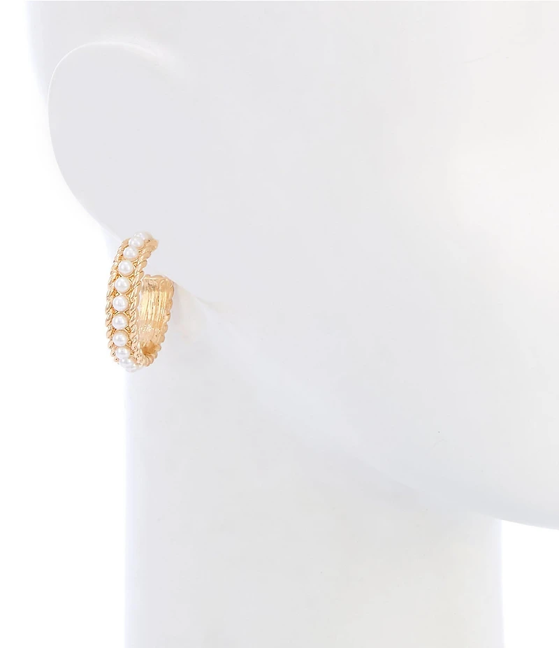 Dillard's Pearl Rope Textured Edge Hoop Earrings