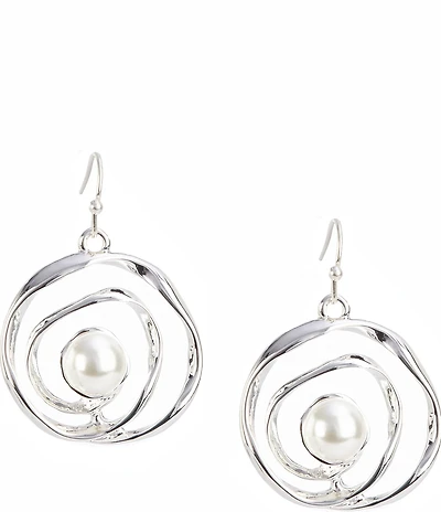 Dillard's Pearl Swirl Metal Drop Earrings