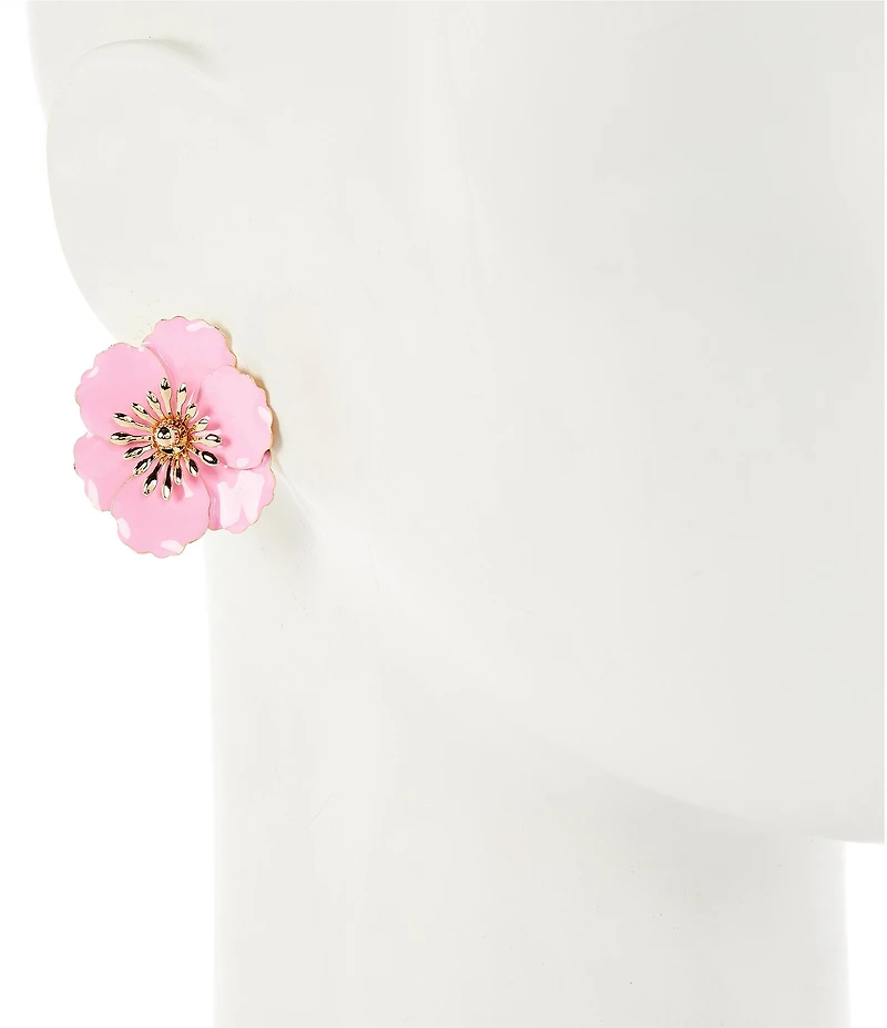 Dillard's Pink Flower Resort Stud Earrings