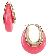 Dillard's Pink Resin Bead Hoop Earrings