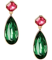 Dillard's Pink Square & Green Teardrop Resin Stone Drop Earrings