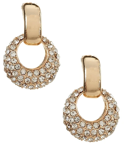 Dillard's Polished Metal Post Crystal Pave Open Orbital Earrings