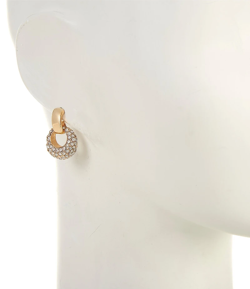 Dillard's Polished Metal Post Crystal Pave Open Orbital Earrings