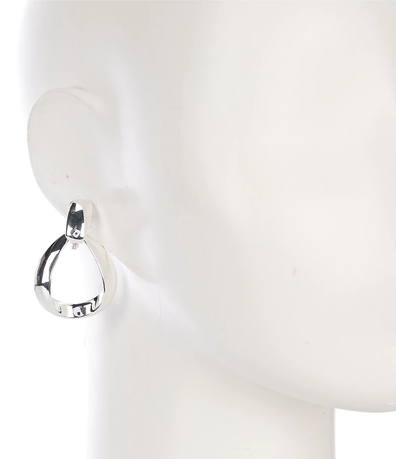 Dillard's Polished Metal Doorknocker Sculpted Orbital Drop Clip-On Earrings