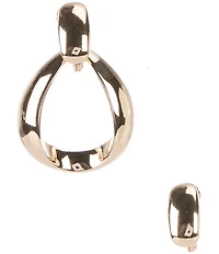 Dillard's Polished Metal Doorknocker Sculpted Orbital Drop Clip-On Earrings