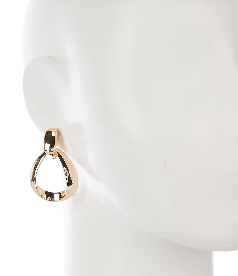 Dillard's Polished Metal Doorknocker Sculpted Orbital Drop Clip-On Earrings