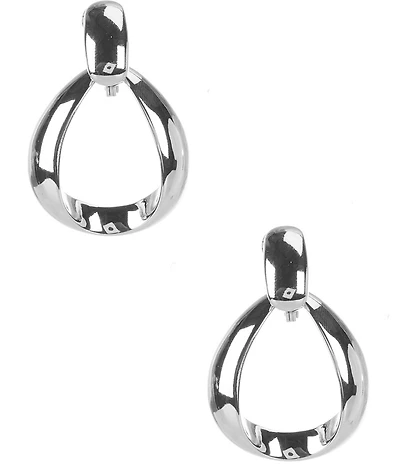 Dillard's Polished Metal Doorknocker Sculpted Orbital Drop Clip-On Earrings