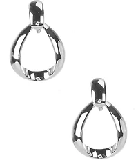 Dillard's Polished Metal Doorknocker Sculpted Orbital Drop Clip-On Earrings