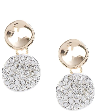 Dillard's Polished Organic Metal Stud Crystal Pave Drop Earrings