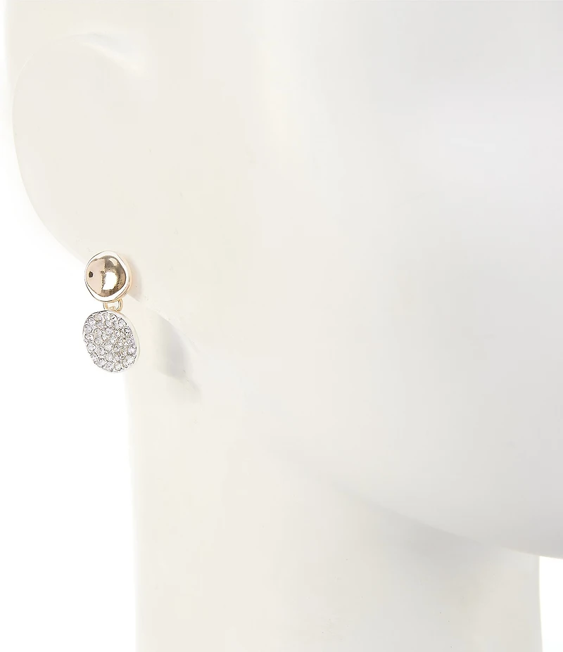 Dillard's Polished Organic Metal Stud Crystal Pave Drop Earrings