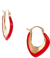 Dillard's Red Enamel Abstract Hoop Earrings
