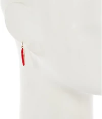 Dillard's Red Enamel Abstract Hoop Earrings