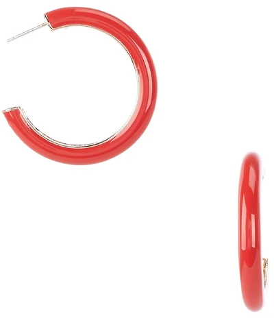 Dillard's Red Enamel Beveled Metal Hoop Earrings