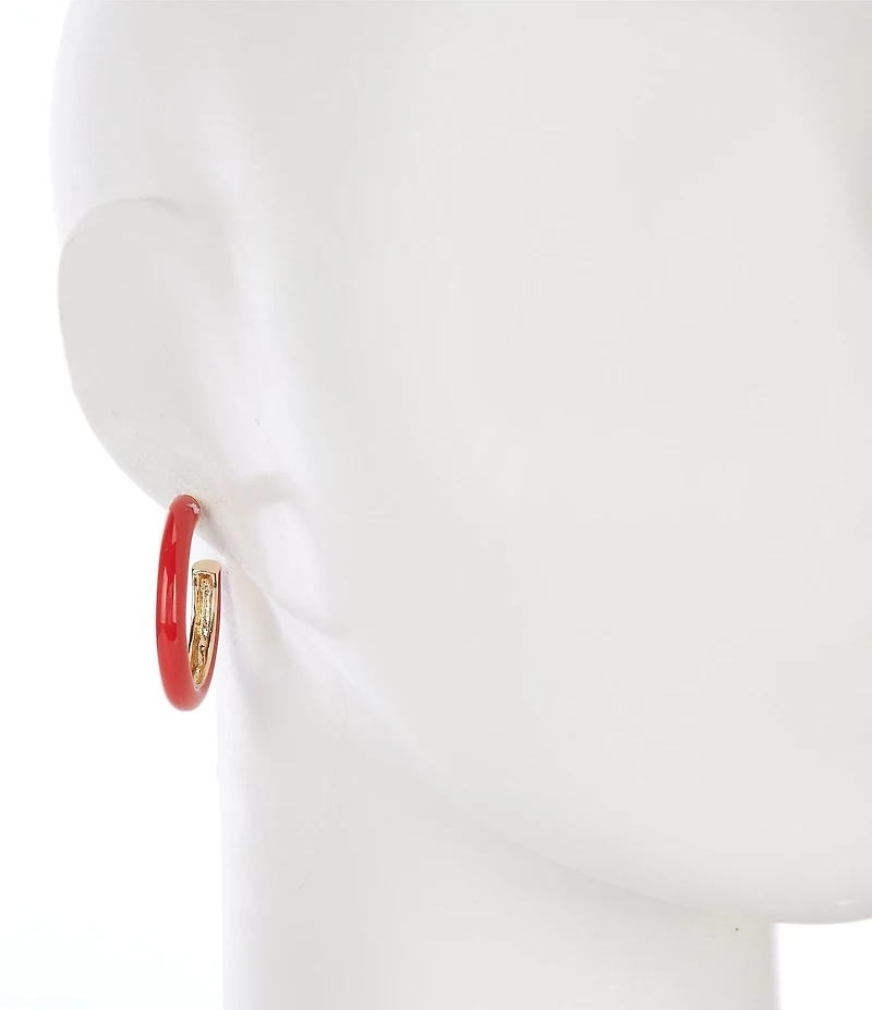 Dillard's Red Enamel Beveled Metal Hoop Earrings