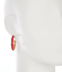 Dillard's Red Enamel Beveled Metal Hoop Earrings