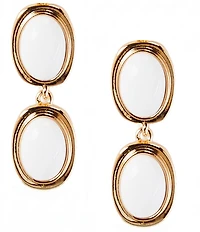 Dillard's Resin Cab Double Oval Metal Drop Earrings