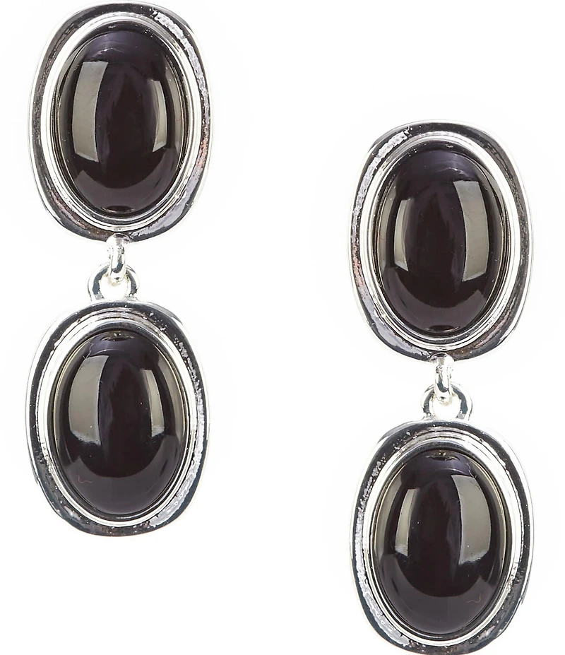 Dillard's Resin Cab Double Oval Metal Drop Earrings