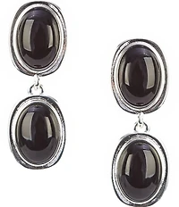 Dillard's Resin Cab Double Oval Metal Drop Earrings