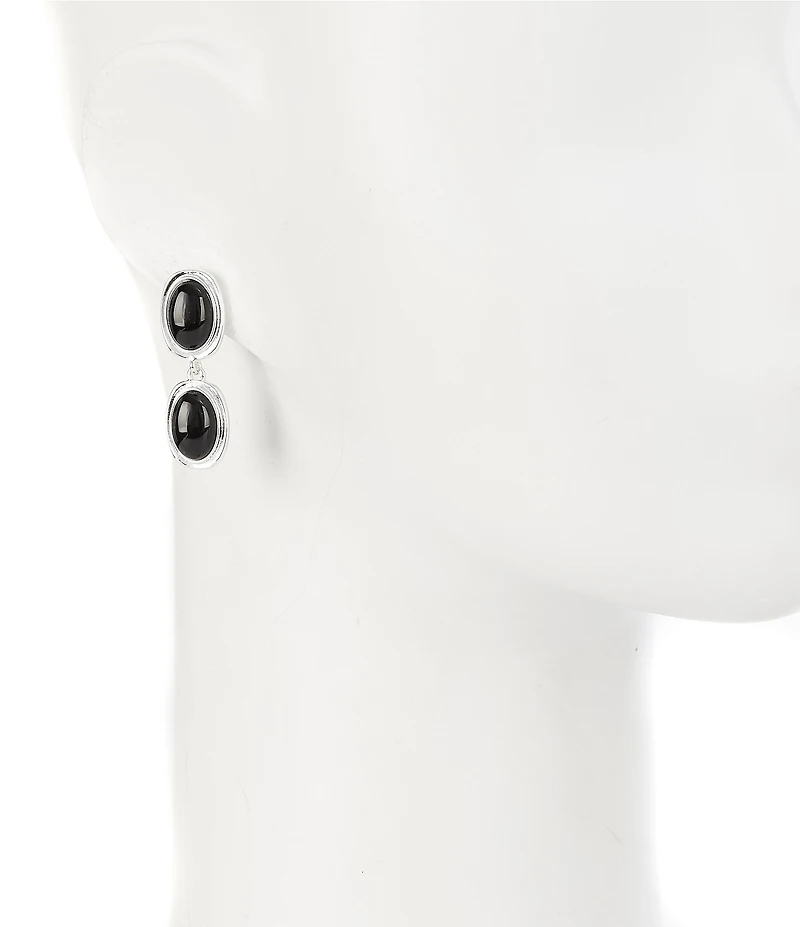 Dillard's Resin Cab Double Oval Metal Drop Earrings