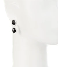 Dillard's Resin Cab Double Oval Metal Drop Earrings