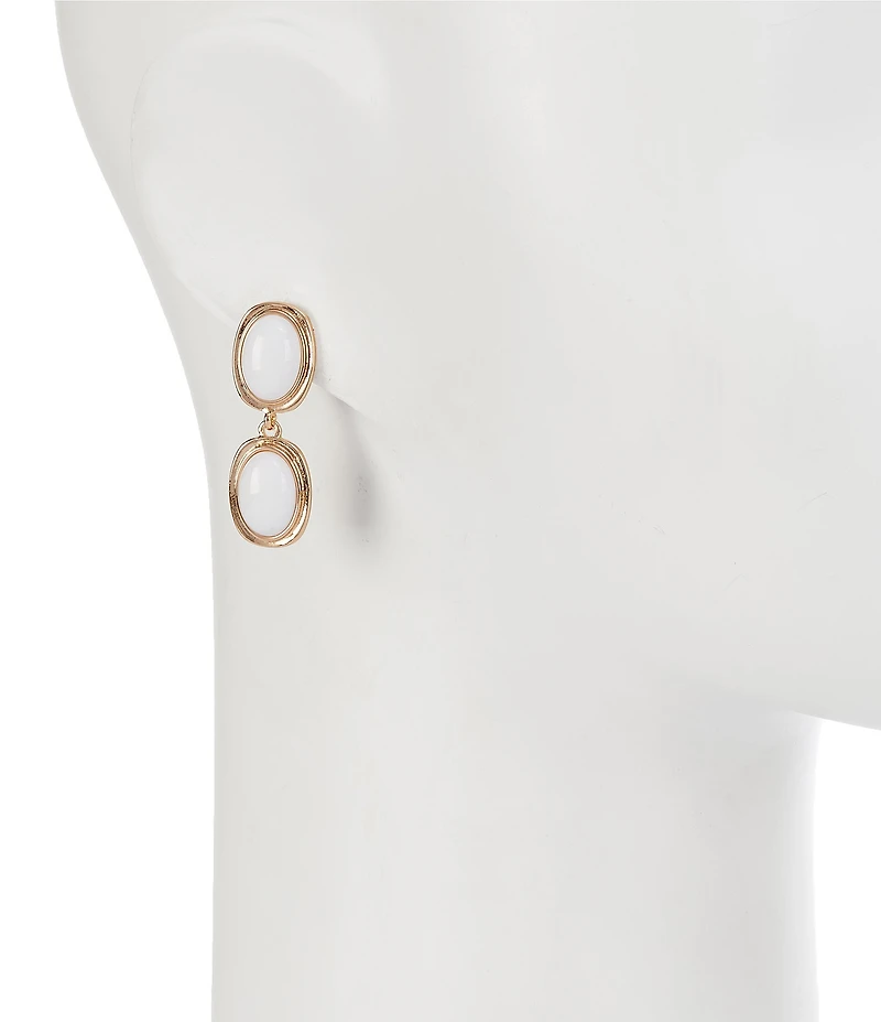 Dillard's Resin Cab Double Oval Metal Drop Earrings